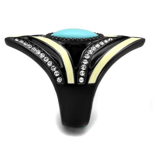 Thin Blue Line Turquoise Stainless Steel Ring