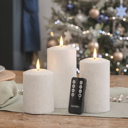 TruGlow® Frost Effect LED Pillar Candle Trio with Remote Control