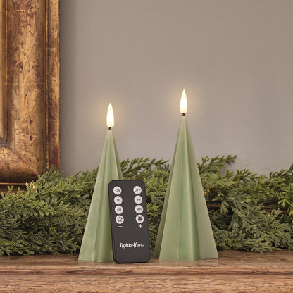 TruGlow® Green Scandi Christmas Tree LED Candle Duo with Remote Control