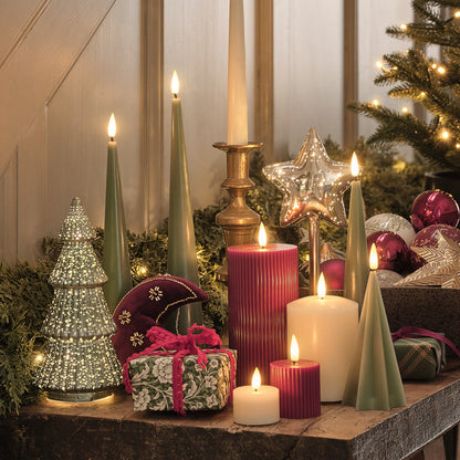 TruGlow® Green Slim Cone LED Candle Trio with Remote Control