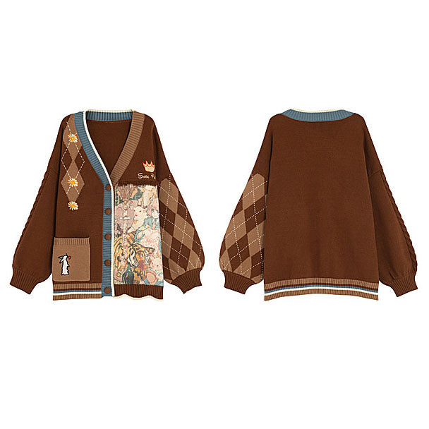 Vintage-Style Loose Knit Cardigan