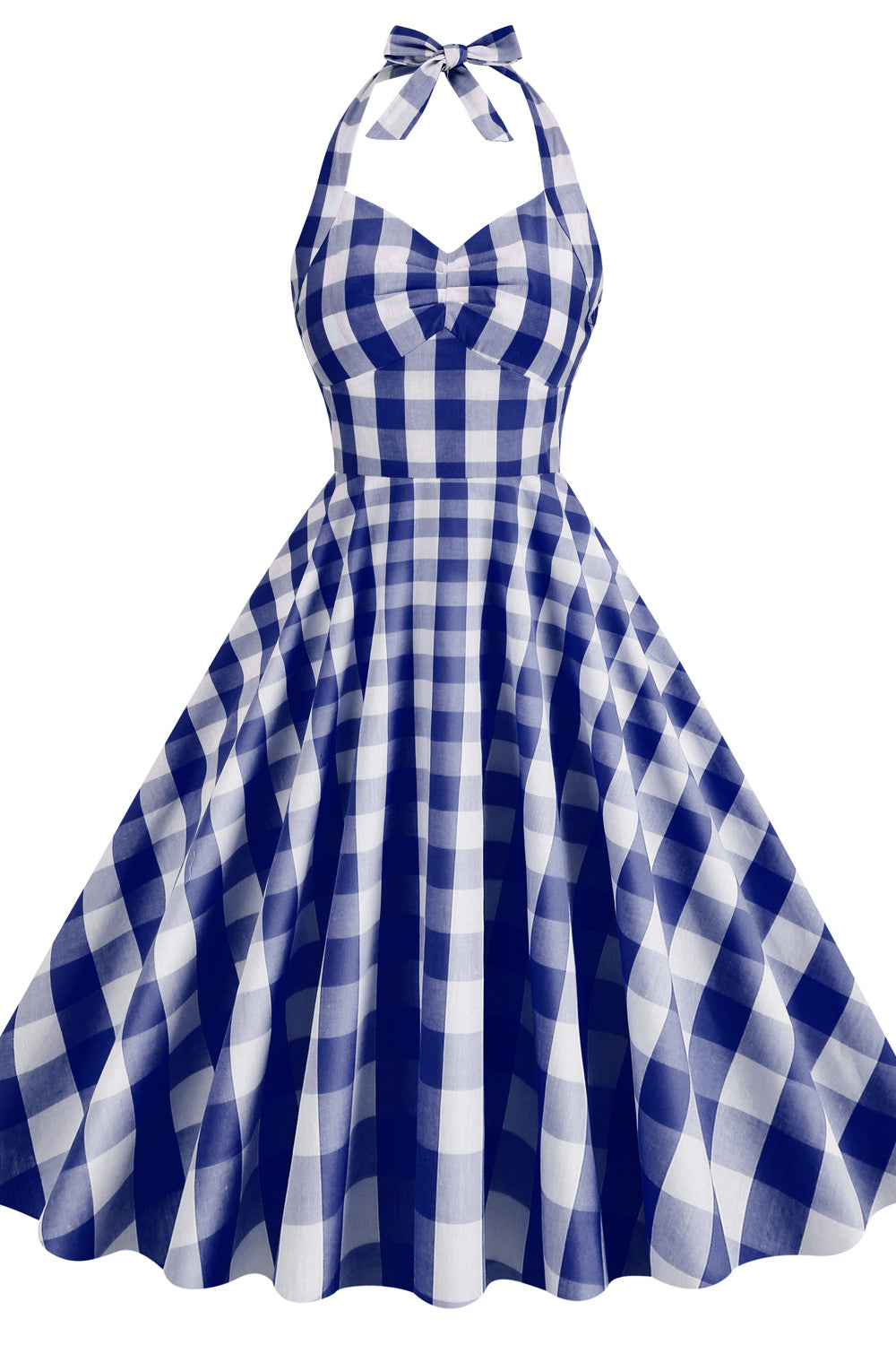 Halter Pink Plaid Gingham Swing Dress