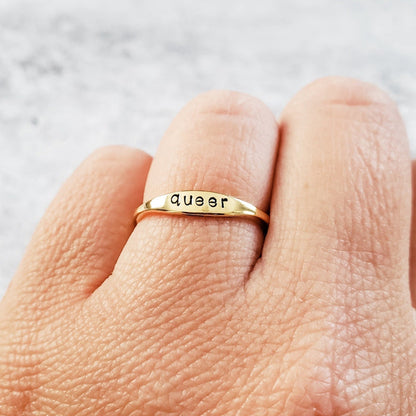 Hand Stamped 'Vote' Ring: Sterling Silver or Gold Plated Salt and Sparkle
